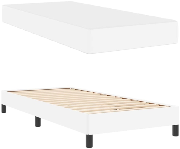 vidaXL Bett mit Matratze Reinweiß 90 x 190 cm Kunstleder 3398604 Bild 4