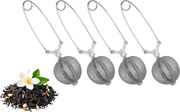 mucHome Teesieb Teesieb 4x Teezangen aus rostfreiem Edelstahl, Teekugel Ø 5cm, (4-St)