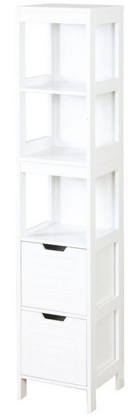 Kubus Hochschrank fürs Badezimmer Arviso, Stilvoller Stauraum für kompakte Räume Robuste, Feuchtigkeitsbeständige Bauweise
