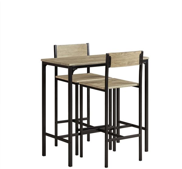 SoBuy OGT03-N Essgruppe 2 Stühle, MDF, PVC-Furnier, Helle Eiche, 89 x 87 x 45 cm