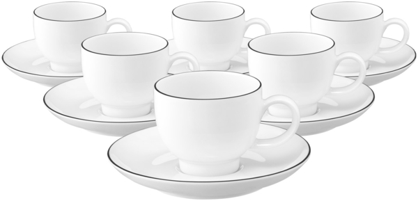 Seltmann Weiden Lido Black Line Espressotasse mit Untertasse 90 ml 6er Set