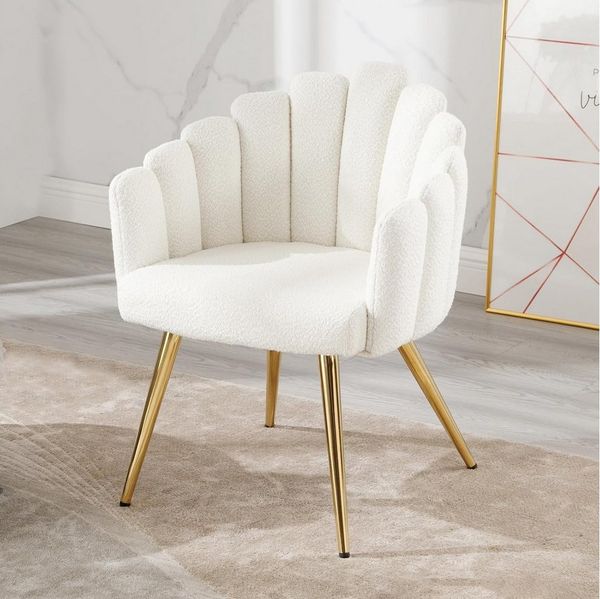 WAHSON OFFICE CHAIRS Loungesessel Kunstfell Loungesessel Polsterstuhl mit Metallbeinen Einzelsessel (1-St)