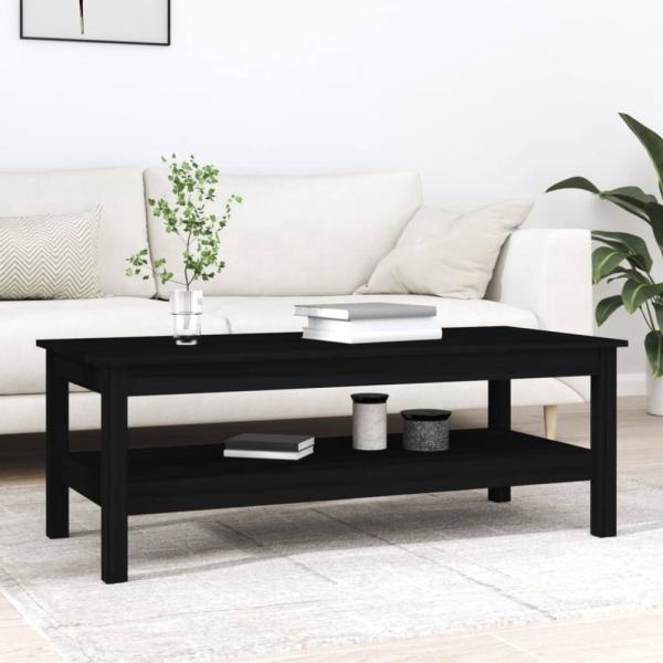 vidaXL Couchtisch Schwarz 110x50x40 cm Massivholz Kiefer 814278