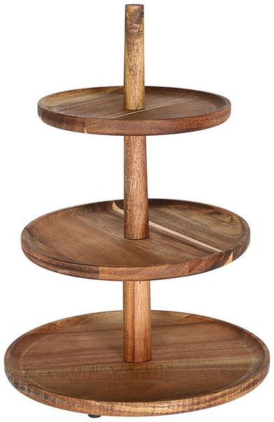 CEPEWA Dekoetagere Etagere Holz 3 Etagen 26x35cm Akazienholz braun Servierplatte Teller