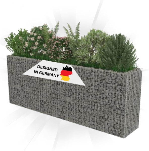 DELUKE® Gabionen Hochbeet ROON aus Stahl 270x50x100cm Steinkorb Gabionengitter Ziergabione Steingabione Drahtkorb befüllbar Bild 1