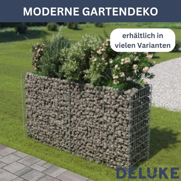 DELUKE® Gabionen Hochbeet ROON aus Stahl 270x50x100cm Steinkorb Gabionengitter Ziergabione Steingabione Drahtkorb befüllbar Bild 5