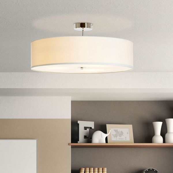 Lightbox Deckenleuchte, ohne Leuchtmittel, moderne Deckenlampe, mit schlichtem Stoffschirm, Metall/Textil Ø60cm