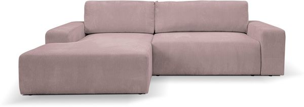 WERK2 Ecksofa Rotterdam-L, kuschelweicher Cord oder Breitcord, L-Form, Breite 267 cm, Design Ecksofa mit Schlaffunktion & Bettkasten, Cord, Rose