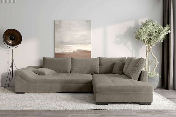 99rooms Terra Ecksofa Cordstoff POSO Cappuccino Rechts ohne Schlaffunktion
