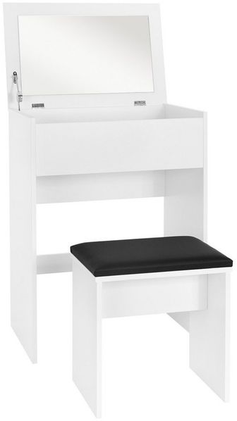 ML-Design Schminktischset mit Hocker und Spiegel, Holz weiß, 60 x 40 x 122 cm