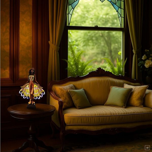 abc HOME Tischleuchte Leuchte im Tiffany-Stil Dame, ohne Leuchtmittel, Tiffany-Stil