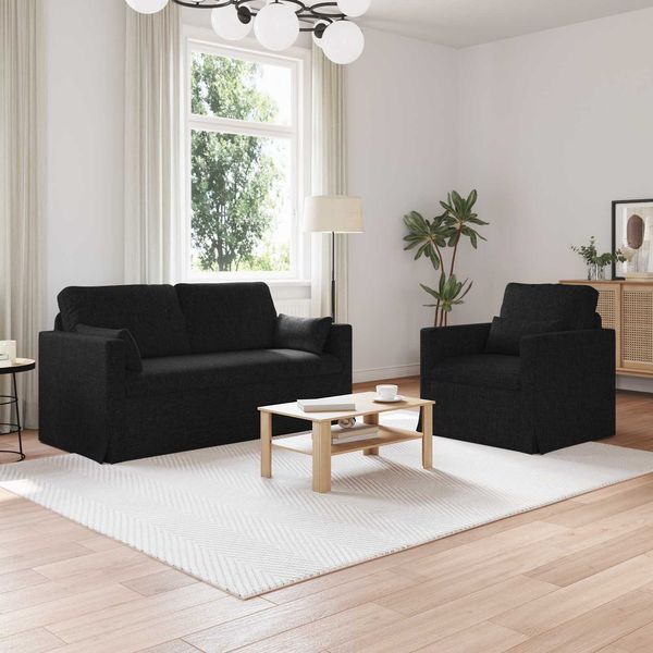 vidaXL Sofa Set 2 pcs Schwarz 158 x 78 x 80 cm Stoff 3407539