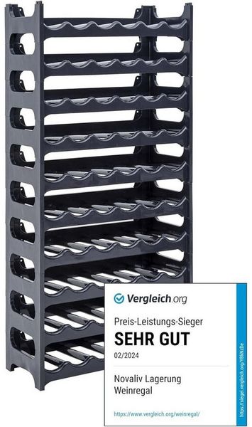 Novaliv Weinregal 4008874293609-10xStuck, 10-tlg, Modulares Flaschenregal für 60 Weinflaschen - Weinregal Kunststoff sta