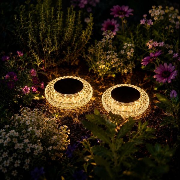 Online-Fuchs LED Solarleuchte mit Lichtspiel - Gartendekoration Lampen für Blumenbeet & Gartentisch, 2er Set LED Solarlampen, warmweiße Beleuchtung oder Farbwechsel, auch als Wegeleuchten mit eleganten Lichtmustern