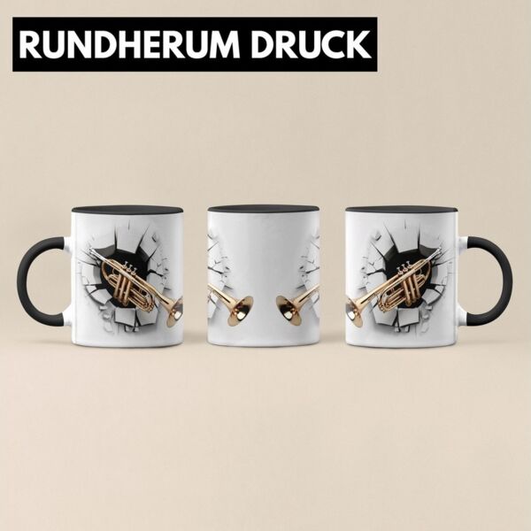 Trendation Tasse 3D Trompete Tasse Geschenk Trompete Durchbruch Wand Grafik Geschenki
