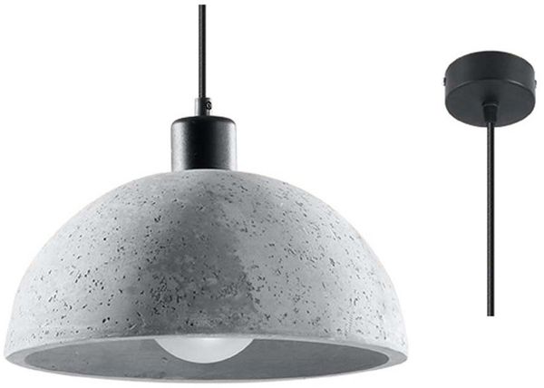 Pendelleuchte, Grau Beton, Stahl Schwarz, H 35 cm