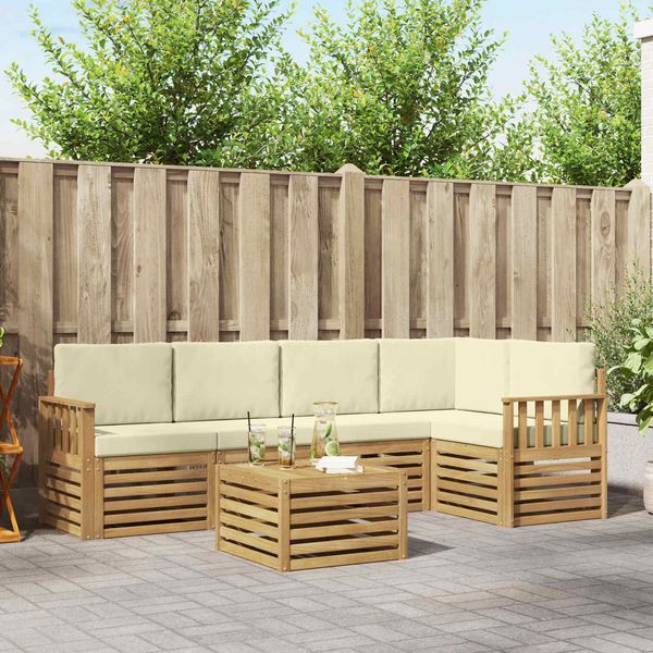 vidaXL Outdoor-Sofagarnitur 6 pcs Weiß und Creme 59 x 59 x 37 cm 3391865