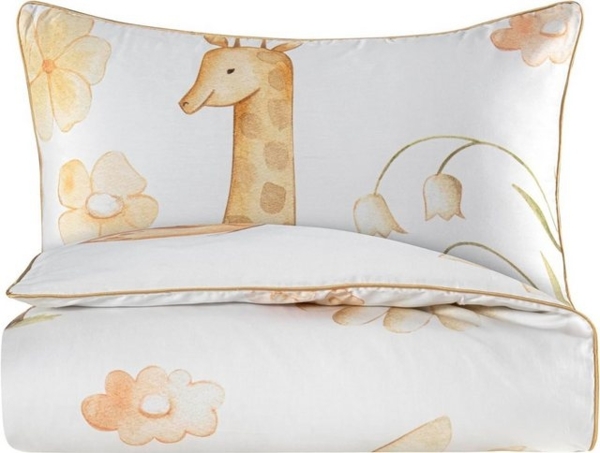 Aymando Babybettwäsche Spring, 100% Baumwolle Mako Satin, 2 teilig, Saum und Reißverschluss goldfarben, Geschenkverpackung Bild 4