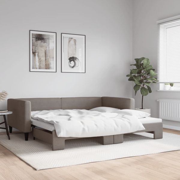 vidaXL Tagesbett Ausziehbar Taupe 100x200 cm Stoff 3196586