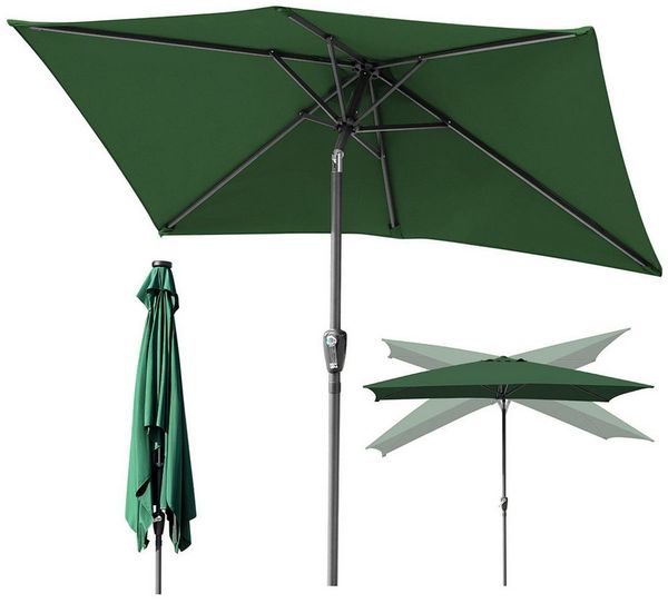 Clanmacy Sonnenschirm Sonnenschirm 140x210cm knickbar Balkonschirm Gartenschirm UV50+ Grün, LxB: 210x140 cm, Stabiler knickbar/für Garten, Balkon, Terasse/Sonnenschutz