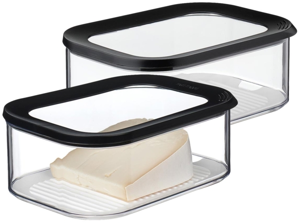 Mepal MODULA Käsedose Aufschnittdose 2000 ml 2er Set schwarz