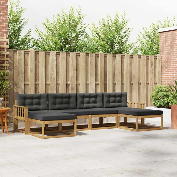 vidaXL Outdoor-Sofagarnitur mit Kissen 6 pcs Weiß und Anthrazit 3386826