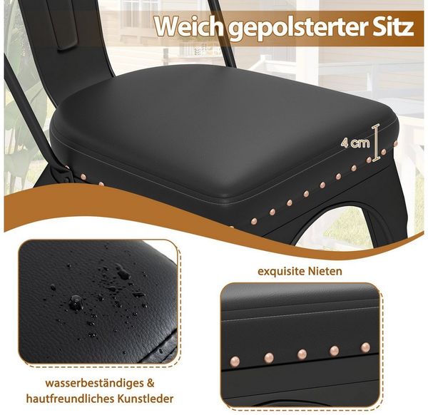 COSTWAY Esszimmerstuhl, 4er Set, Metallstuhl stapelbar, Bistrostuhl gepolstert