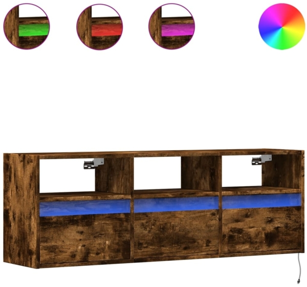 vidaXL TV-Wandschrank mit LED-Beleuchtung Räuchereiche 130x31x45 cm 852345