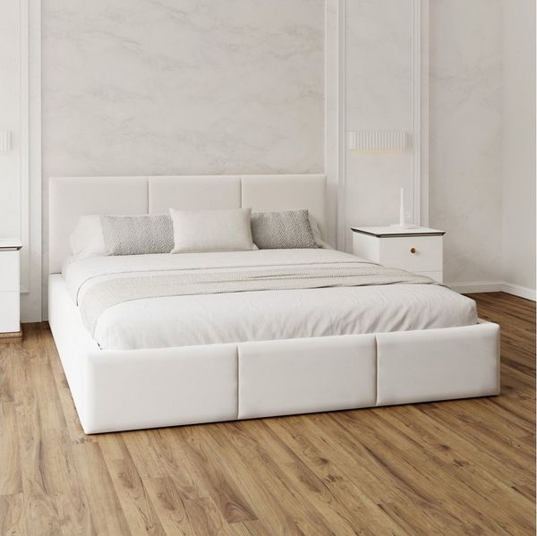 FDM Polsterbett AMBER modern mit Bettkasten MADE IN EU - mit Trinity Velours Bezug (verfügbar 90x200 120x200 140x200 160x200 180x200cm, Bettrahmen, Bett, mit großen gepolsterten Kopfteil, mit Bettkasten zum aufklappen), Hebbarer Metallrahmen, Bettkaste...