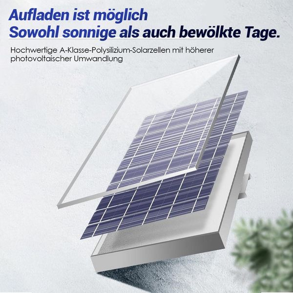 Rhein Beleuchtung LED Solarleuchte 2000W Solarlampen für Außen – Solarlampe mit Bewegungsmelder, 2000W, LED fest integriert, Kaltweiß, IP67, 6500K kaltweiß – Solar Gartenleuchten für Außen mit LEDs