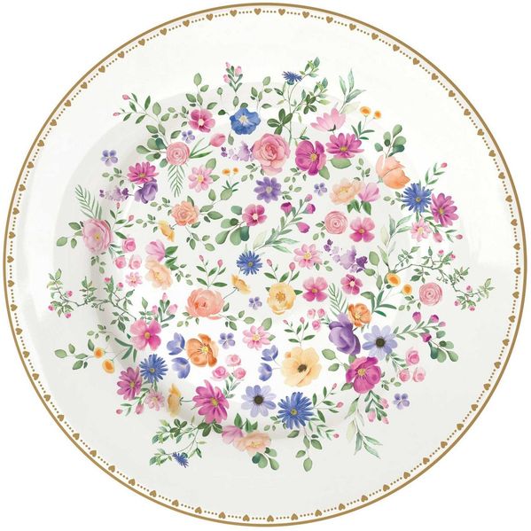 EasyLife Kuchenteller Mon Amour, Spülmaschinengeeignet, Mehrfarbig, Herzen & Blumen, H: 2cm