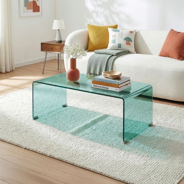 Couchtisch Väsas 90x45x35 cm gehärtetes Glas Grün [en. casa]