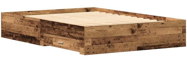vidaXL Bettrahmen mit Schubladen Altholz 140 x 190 cm Holzwerkstoff 3333972 Bild 9