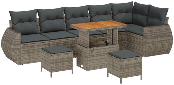 vidaXL Gartensofa-set mit Kissen mit Speicher 9 pcs Grau Poly Rattan 3363848