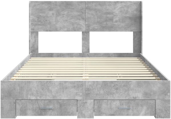 vidaXL Bettgestell mit Stauraum und Kopfteil Betongrau 135 x 190 cm 3414478 Bild 6