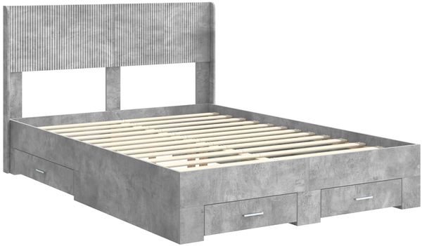 vidaXL Bettgestell mit Stauraum und Kopfteil Betongrau 135 x 190 cm 3414478 Bild 4