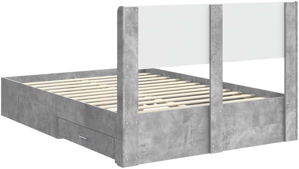 vidaXL Bettgestell mit Stauraum und Kopfteil Betongrau 135 x 190 cm 3414478 Bild 8