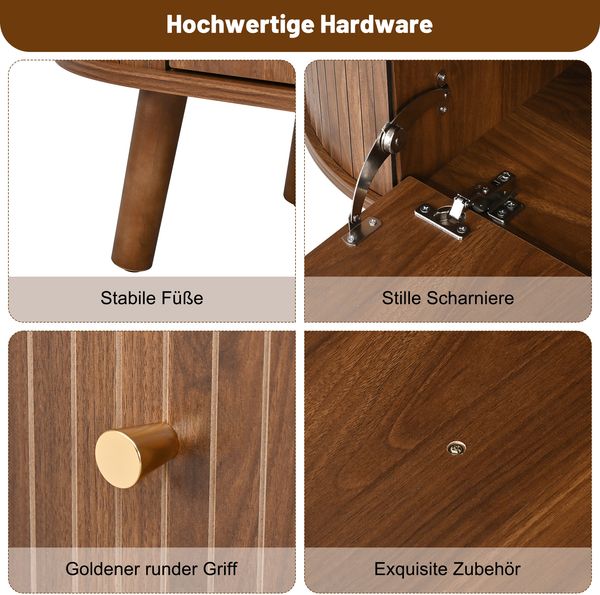 TV-Schrank Vintage 180 cm Walnuss Klapptüren gold Griffe stabile Beine bis 60 kg Bild 6
