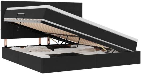 vidaXL Bett mit Stauraum und LED Schwarz 200 x 200 cm Samt 3372689
