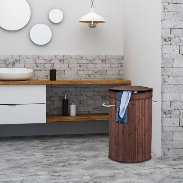 2 x Wäschekorb Bambus mit Deckel natur 10041954 Bild 3