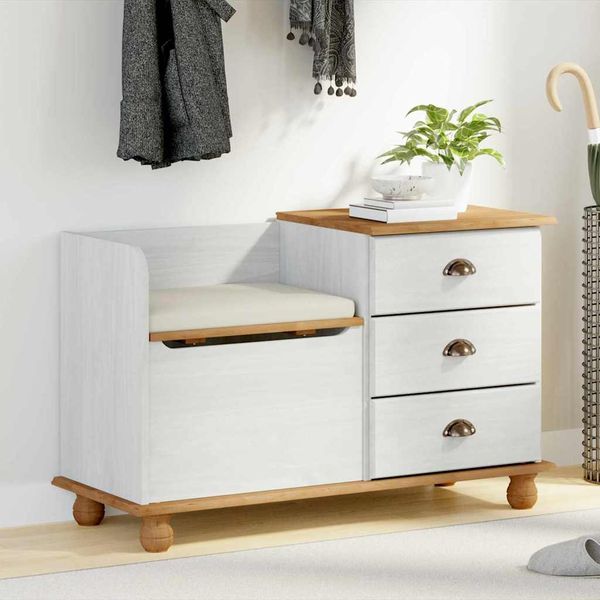 vidaXL Sitzbank mit Stauraum mit Speicher ASKIM Weiß 100 x 39 x 62 cm 4105441