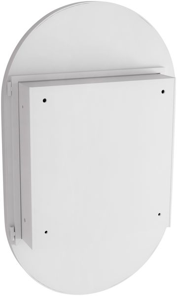 Spiegelschrank mit ovalem Spiegel, 85 x 51,5 x 12 cm – Badezimmerschrank aus Metall in Weiß mit 2 Glasablagen Bild 10