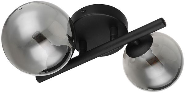 LED Wandleuchte, Metall, Glas, rauchfarben, H 12,5 cm