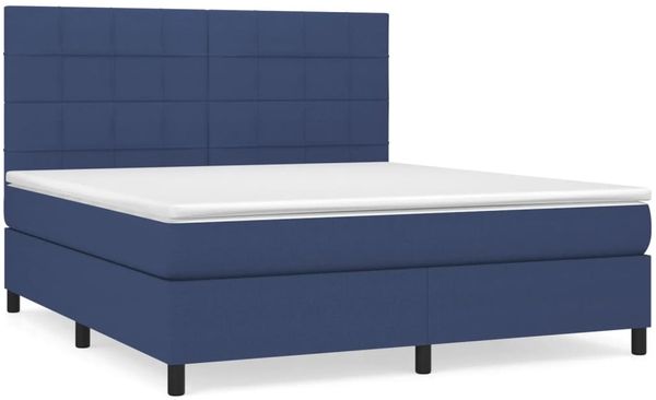 vidaXL Boxspringbett mit Matratze Blau 160x200 cm Stoff, Härtegrad: H2 [3141791] Bild 2