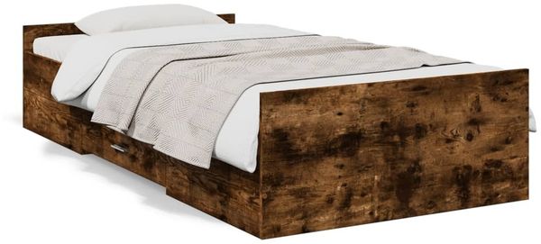 Einzelbettgestell Design für Erwachsene mit Schubladen Räuchereiche 75x190 cm Holzwerkstoff d3714e