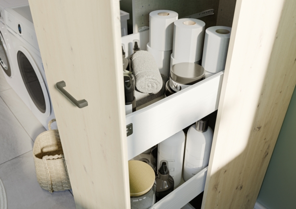 rauch Allrounder, Apothekerschrank, 1-türig, 4 ausziehbare Schubladen, Farbe Eiche Artisan, BxHxT 47x210x54cm Bild 5