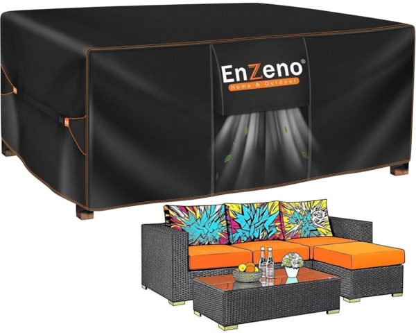 Enzeno Abdeckung 200x160x74cm, Wasserdicht 420D Oxford Loungemöbel, Winterfest