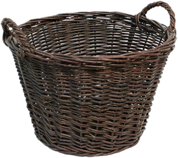 Weidenkorb klassisch Ø 45 × 30 cm – handgeflochtener Aufbewahrungskorb aus ungeschälter Weide, ideal für Kaminholz, Obst & Gemüse, hochwertige Qualität