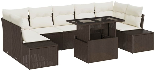 vidaXL Sofa Set mit Kissen 8 pcs Braun und Creme Poly-Rattan 3349134