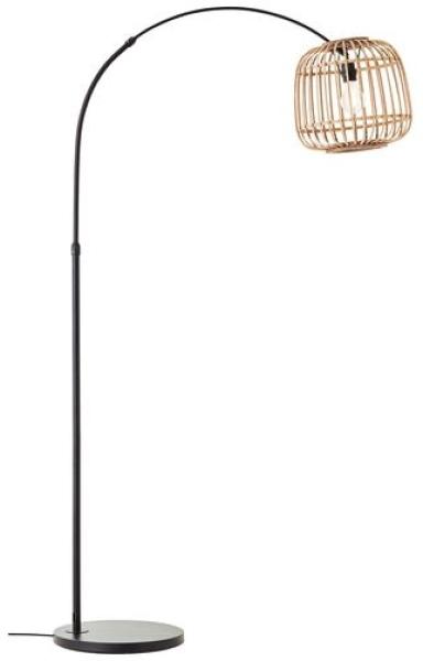 BRILLIANT Nikka Bogenstandleuchte 1,7m schwarz/natur | 1x A60, E27, 40W, geeignet für Normallampen (nicht enthalten)